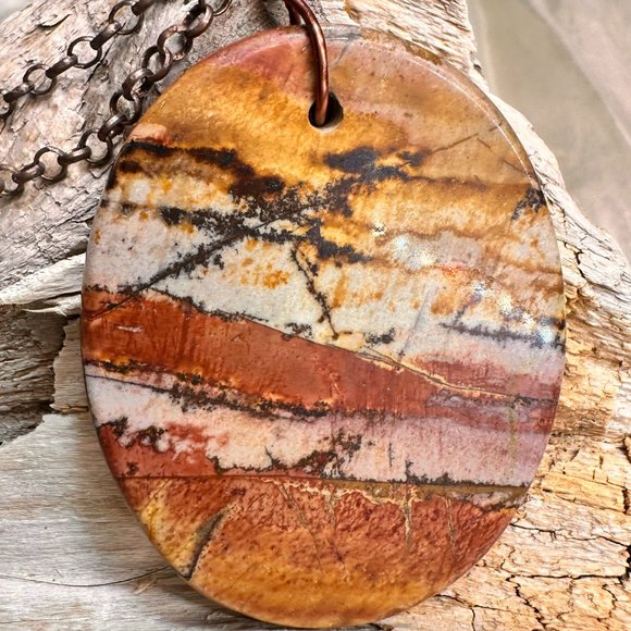 Picture Jasper Stone Pendant Necklace - Picture 2 of 4